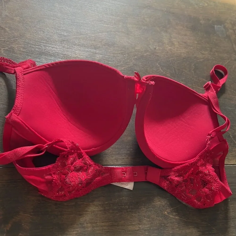 Vintage Victoria’s Secret Angel signature lined demi  red bra 34B - Picture 9 of 12